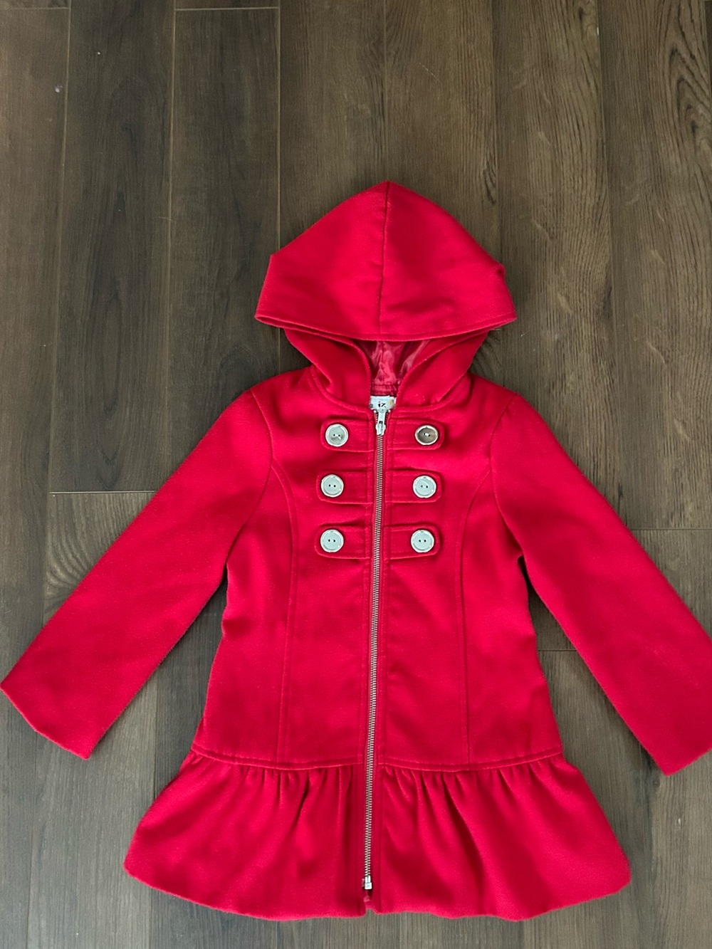 Amy Byer Red Hooded Peacoat with Decorative Buttons